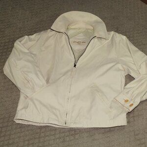 Vintage 80's London Fog Womens Large Petite Lightweight Cream Windbreaker Jacket